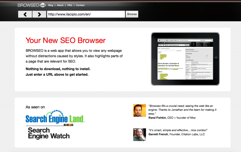 Browsea is an invaluable SEO tool which shows your site the way search spiders see it.