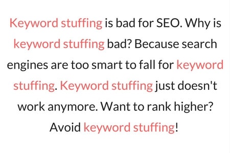 Keyword Stuffing Example - On Page SEO Techniques Google Hates